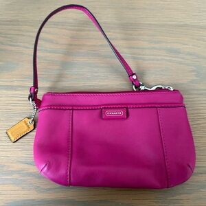 Coach Magenta Daisy Leather Medium Wristlet